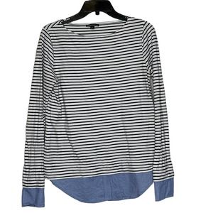 J. Crew Mercantile Blouse Top Size Small White With Navy Stripes Womens‎ Cotton